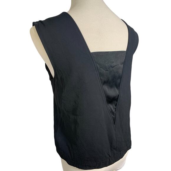 Rag & Bone Alma Boxy Tuxedo Sleeveless V Neck Lined Crop Top Tank Black Medium - Picture 4 of 11